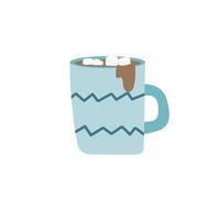 Hot tea, coffee cup. Winter holidays elements. Flat design vector