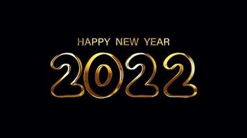 feliz ano novo 2022 animação em loop de banner de texto dourado