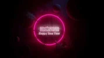 bucle sin interrupción abstracto 3d render neón 2022 feliz año nuevo video
