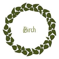 Vector wreath of birch leaves. Hand drawn cartoon style illustration. Cute autumn frame for wedding, holiday, back to school or card design