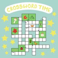 Vector crossword puzzle. Bright and colorful quiz for children. School themed endless texture