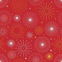 New Year Fireworks Seamless Pattern on Red Background vector