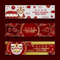 Set Chinese New Year With Chinese Lion Dance vector