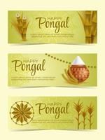 conjunto de pancartas pongal feliz vector