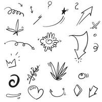 hand drawn Abstract arrows, ribbons and other elements in hand drawn style for concept design Doodle illustration for decoration vector