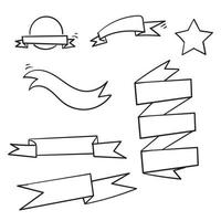 vector de estilo de dibujos animados de doodle de colección de cintas dibujadas a mano