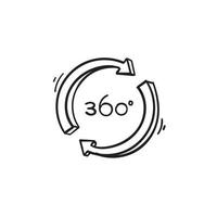 hand drawn 360 Degree View Related Vector Icons design template doodle style
