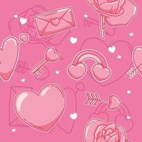 Seamless Pattern of Valentine's Day Objects