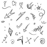 hand drawn Abstract arrows, ribbons and other elements in hand drawn style for concept design Doodle illustration for decoration vector