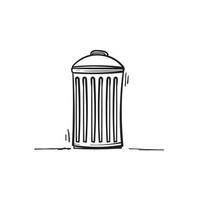 hand drawn Trash can garbage dustbin waste. Trashcan basket empty bucket.isolated vector