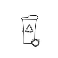 hand drawn Trash can garbage dustbin waste. Trashcan basket empty bucket.isolated vector