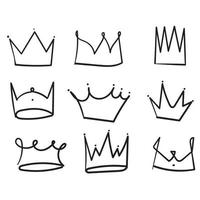 hand drawn Crown logo graffiti icon with Black elements isolated on white background. Vector illustration.