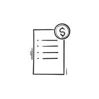 Bill, Invoice icon, Payment icon, Medical bill, Banking transaction receipt, Online shopping invoice, Procurement expense, Money document file. with hand drawing style vector isolated