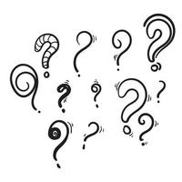 collection of hand drawn question marks. doodle questions marks set. vector illustration.