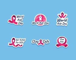 World AIDS Day Ribbon Symbol Sticker Set