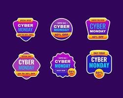 World Cyber Monday Sale Sticker Set vector