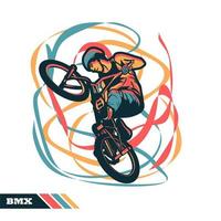 ilustración vectorial hombre montando bmx con ilustraciones vectoriales de color de movimiento vector