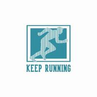 t shirt design keep running with runner doing sprint vintage illustration vector