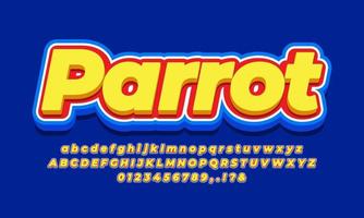 parrot colorful text effect design vector