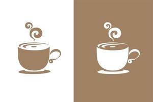 hot coffee drink logo design element, cup icon to relax vector