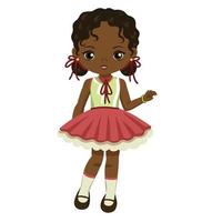 Vector Fashionable Cute Little African American Girl Posing