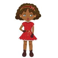 Adorable Fashionable Little African American Girl with Bow vector