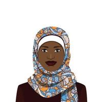 African Woman Wearing a Colorful Patterned Hijab vector