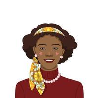 Hermosa mujer africana negra con diadema y perlas vector