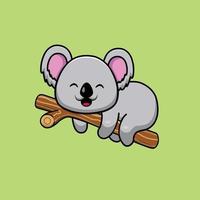 lindo koala colgando de la ilustración del árbol vector