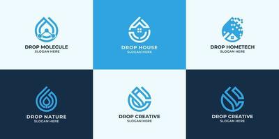 set of drop logo design, combination logo