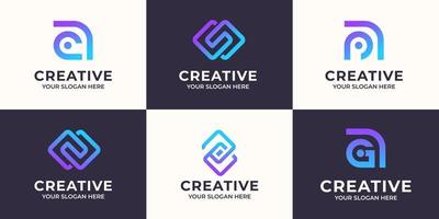 set of creative letter A and S abstract logo design vector