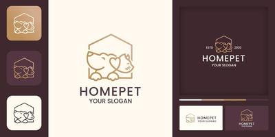 pet house logo design, happy pet, and business card
