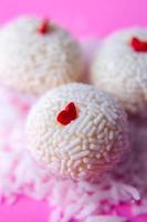 pink and white sugar cookies photo