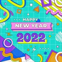 Happy New Year 2022 Background with 90s style vector