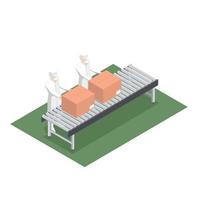 Production line for product packaging in the food industry with conveyor belt vector