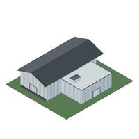 Isometric design of an industrial building for the manufacture of products vector