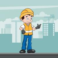 trabajador de la construcción con su equipo de protección personal vector