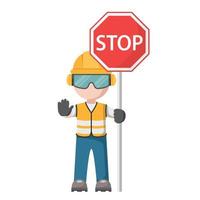 Person design with his personal protection equipment with industrial safety stop icon vector