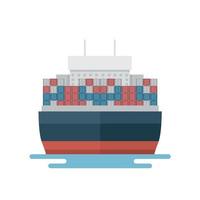 Transportation Logistics Container transport boat for marine export in front view vector