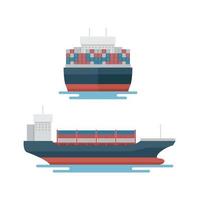 set of container transport ship for marine export vector