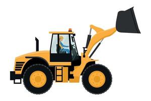 Front loader design with heavy machinery driver vector