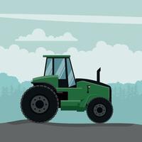 Vector design of agricultural tractor. Heavy agricultural machinery for agricultural work