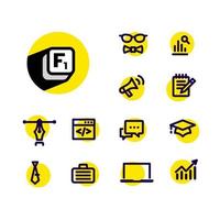Icons on a business theme. Vector. Information and help. Reference data for users. Set of ordinary icons for all occasions. vector