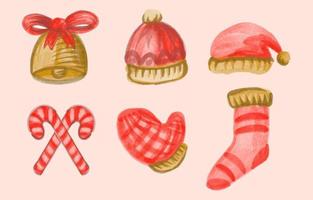 Water Color Christmas Item Set vector