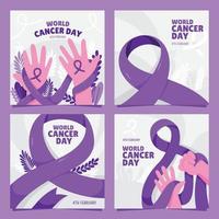 publicaciones en las redes sociales del día mundial contra el cáncer vector