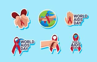 World Aids Day Stickers Collection vector