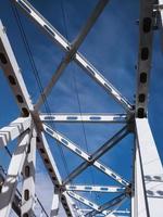 Metal beams of the railway bridge. photo