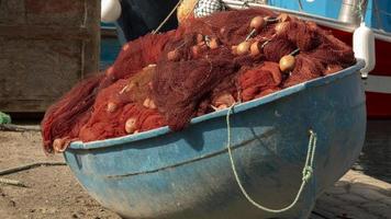 fishing boat with nets inside photo