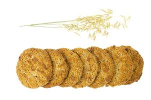 Delicious fresh homemade oatmeal cookies on white background. Studio Photo