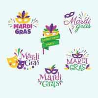 Set of Mardi Gras Mask Sticker vector